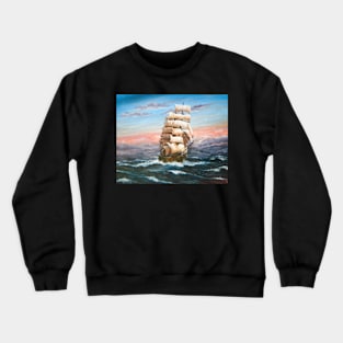 SQUARE RIGGER 'ILLAWARA' STEEL SAILING SHIP AT SUNSET Crewneck Sweatshirt